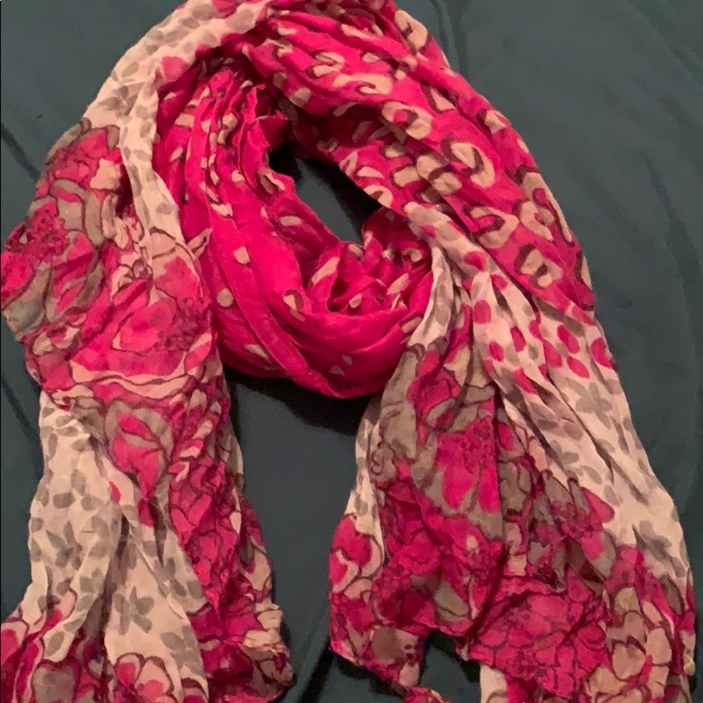 Pink grey and white scarf